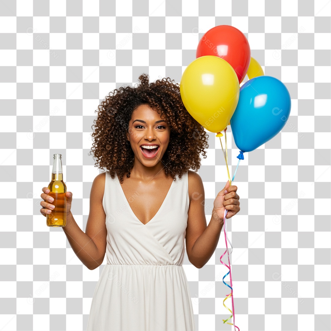 Mulher Segurando Garrafa de Cerveja PNG Transparente