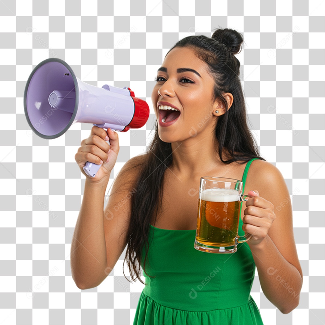 Mulher Segurando Copo de Cerveja PNG Transparente