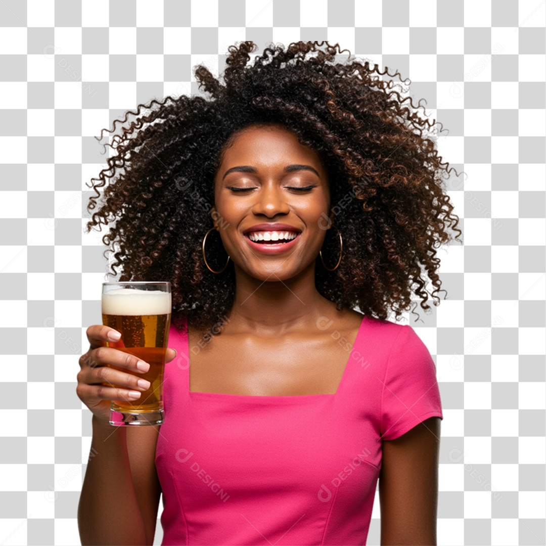 Mulher Segurando Copo de Cerveja PNG Transparente