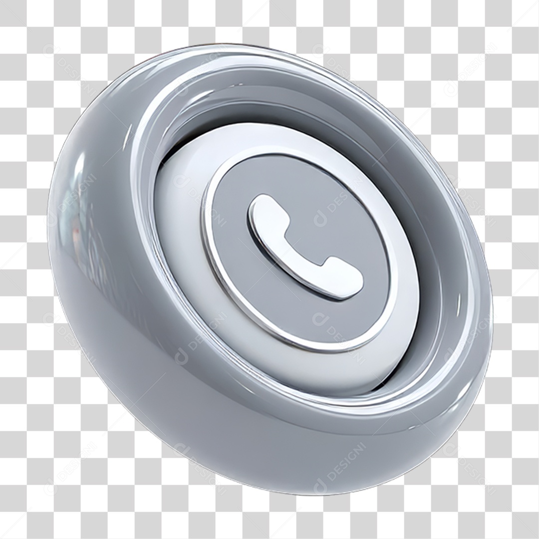 Ícone 3D Símbolo de Telefone PNG Transparente