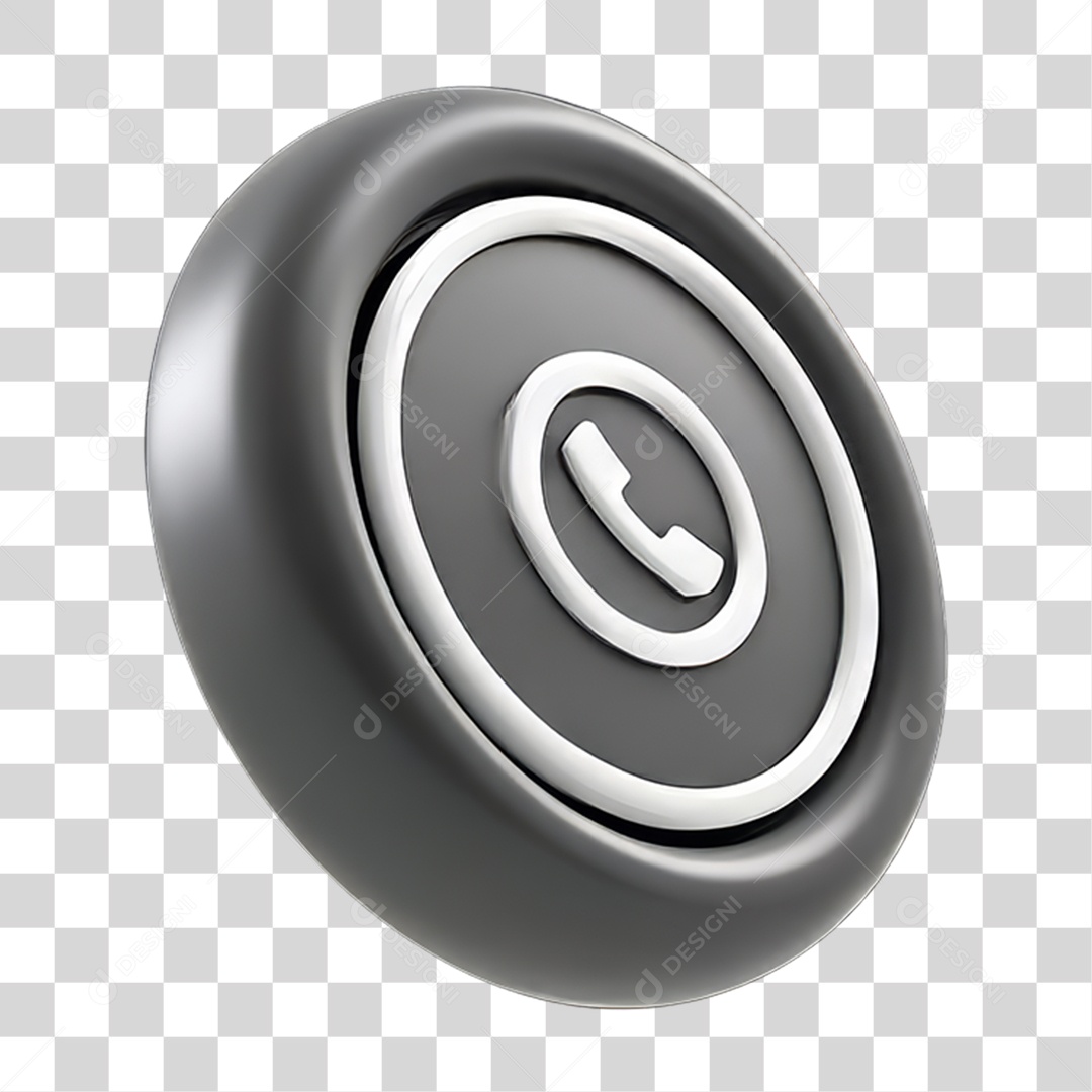 Ícone 3D Símbolo de Telefone PNG Transparente