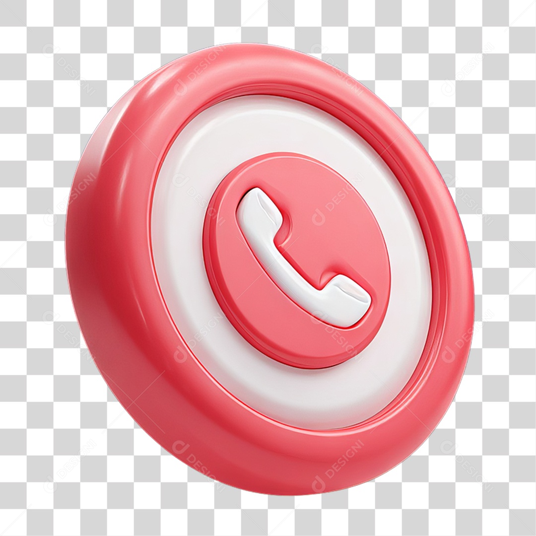 Ícone 3D Símbolo de Telefone PNG Transparente