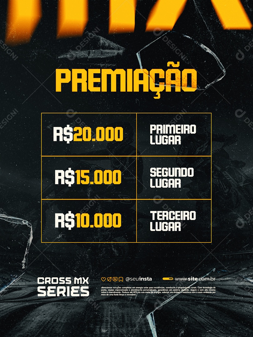 Motocross Premiação Crosss MX Series Social Media PSD Editável