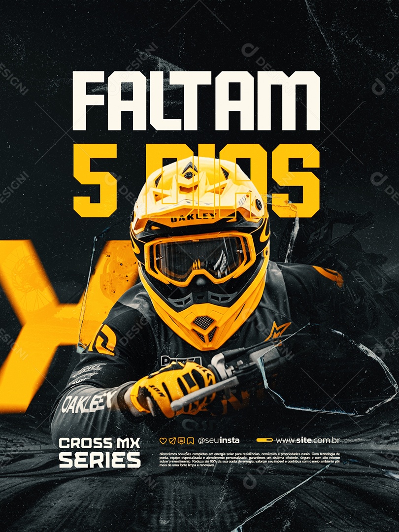 Motocross Faltam Cinco Dias Cross Mx Series Social Media PSD Editável