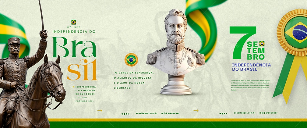 Carrossel Dia da Independência do Brasil 7 de Setembro Social Media PSD Editável