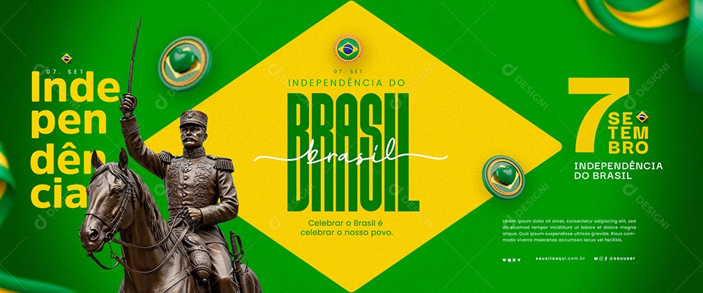 Carrossel Dia da Independência do Brasil 7 de Setembro Social Media PSD Editável