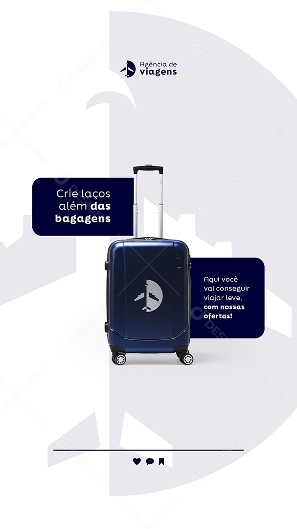 Post Agência de Viagens Crie Laços Além das Bagagens Story Social Media PSD Editável