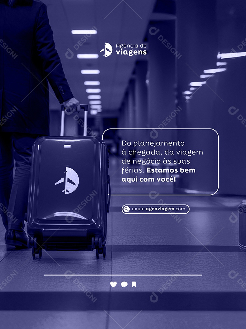 Post Agência de Viagens Do Planejamento á Chegada Feed Social Media PSD Editável