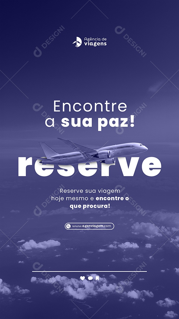 Post Agência de Viagens Encontre a sua Paz Story Social Media PSD Editável