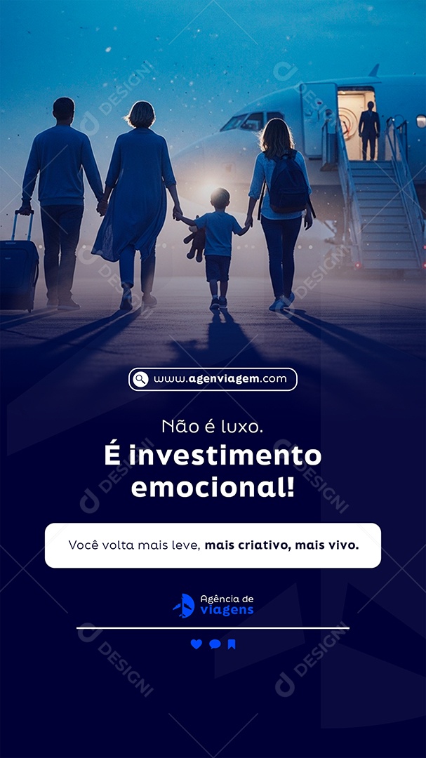 Post Agência de Viagens Não é Luxo é Investimento Emocional Story Social Media PSD Editável