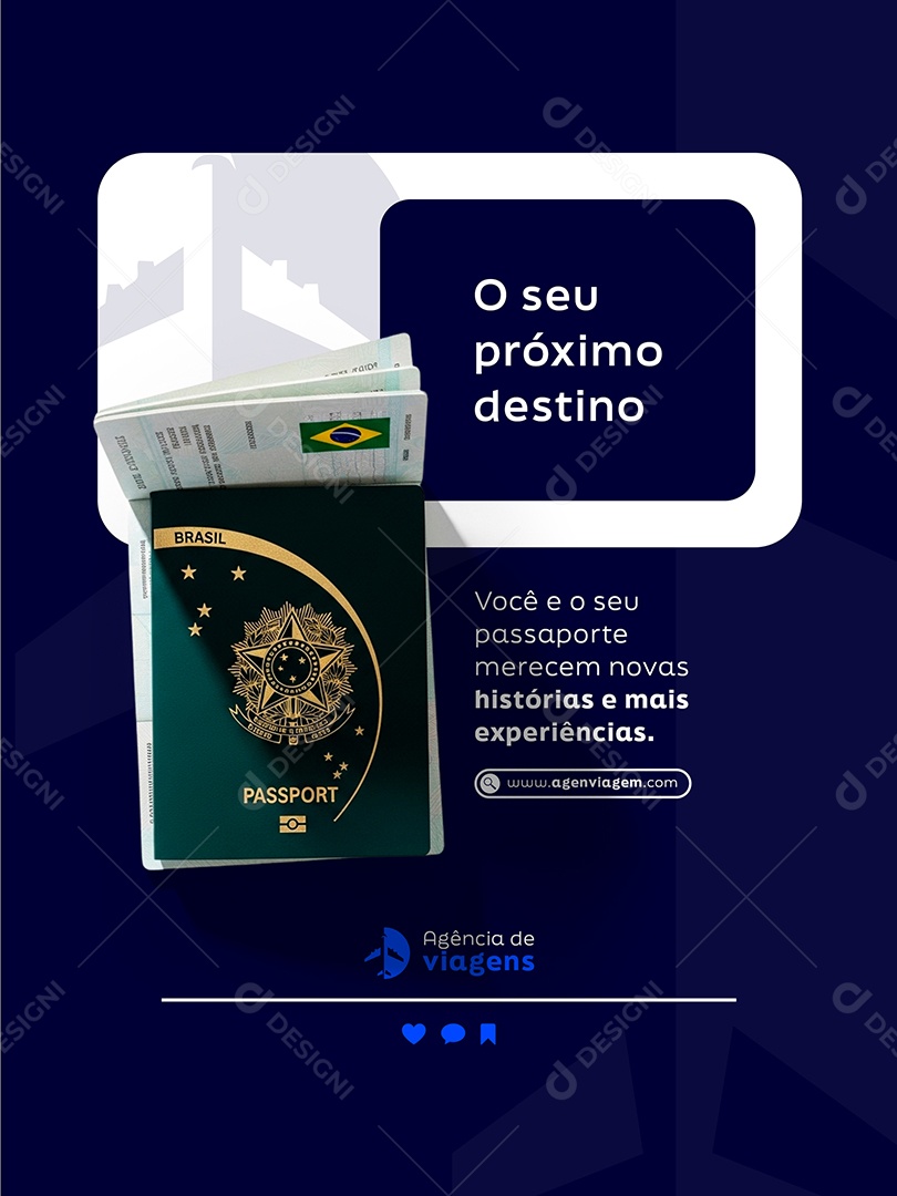 Post Agência de Viagens O seu Próximo Destino Feed Social Media PSD Editável