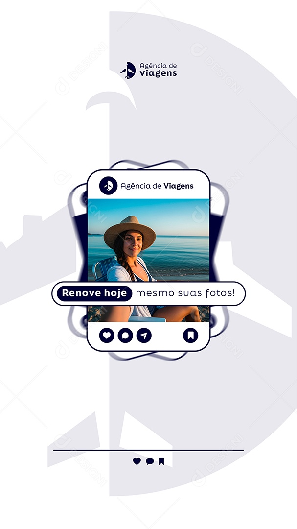 Post Agência de Viagens Renove Hoje Mesmo suas Fotos Story Social Media PSD Editável