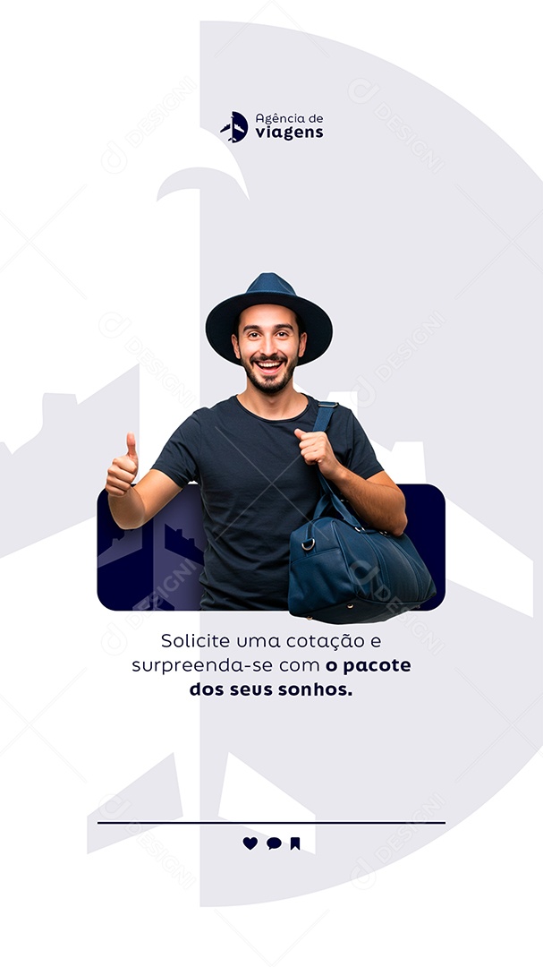 Post Agência de Viagens Solicite uma Cotação e Surpreenda-se Story Social Media PSD Editável