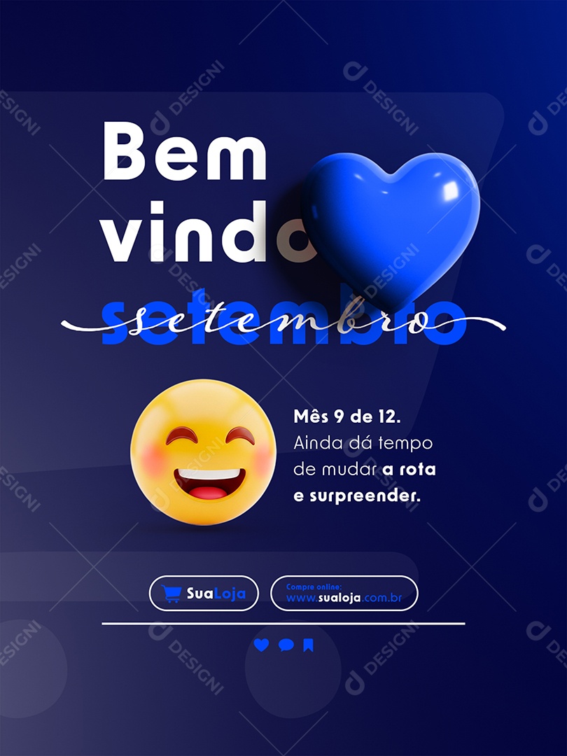 Post Bem-Vindo Setembro Social Media PSD Editável