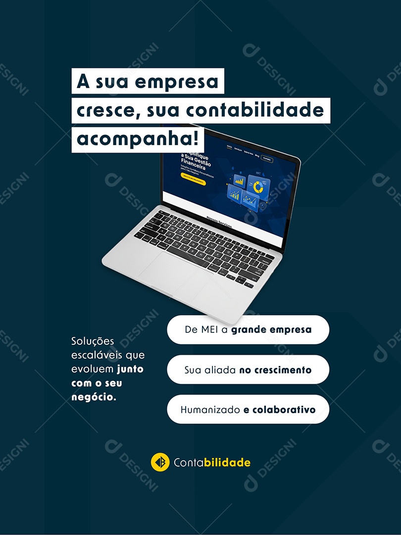 Post Contabilidade a sua Empresa Cresce Feed Social Media PSD Editável