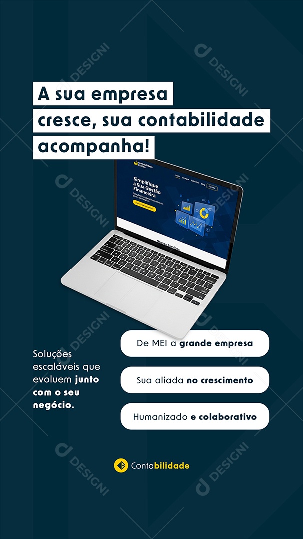 Post Contabilidade a sua Empresa Cresce Story Social Media PSD Editável