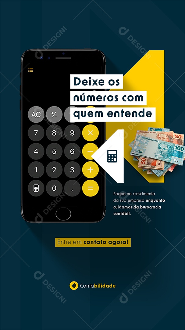 Post Contabilidade Deixe os Números com Quem Entende Story Social Media PSD Editável