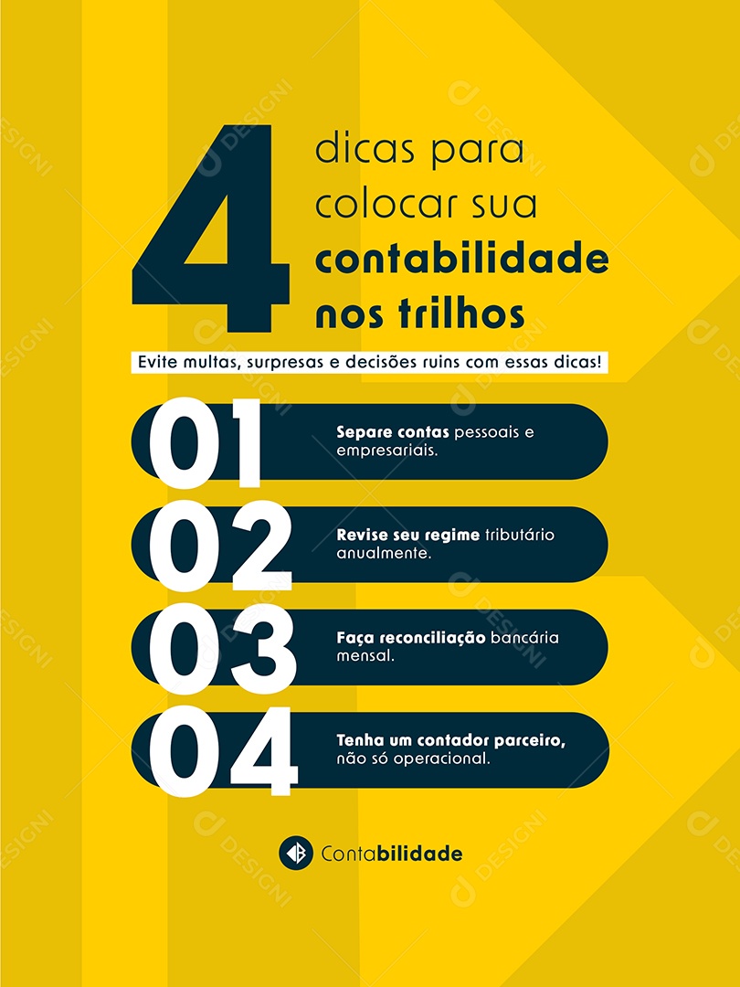 Post Contabilidade Dicas para Coloca sua Contabilidade nos Trilhos Feed Social Media PSD Editável