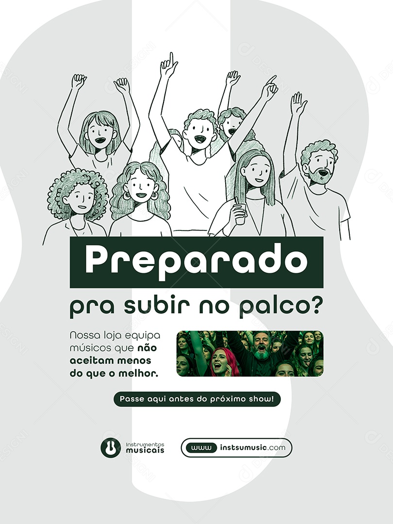 Post Loja de Instrumentos Preparado Feed Social Media PSD Editável