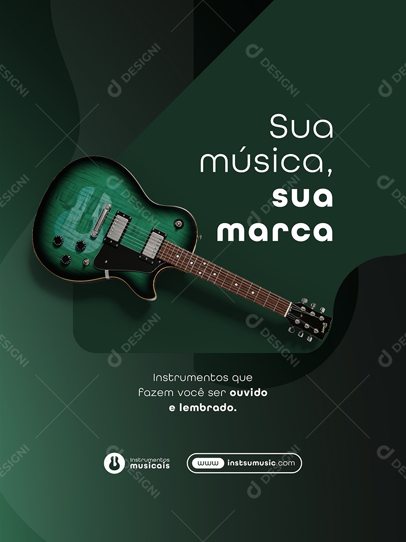 Post Loja de Instrumentos Sua Música sua Marca Feed Social Media PSD Editável