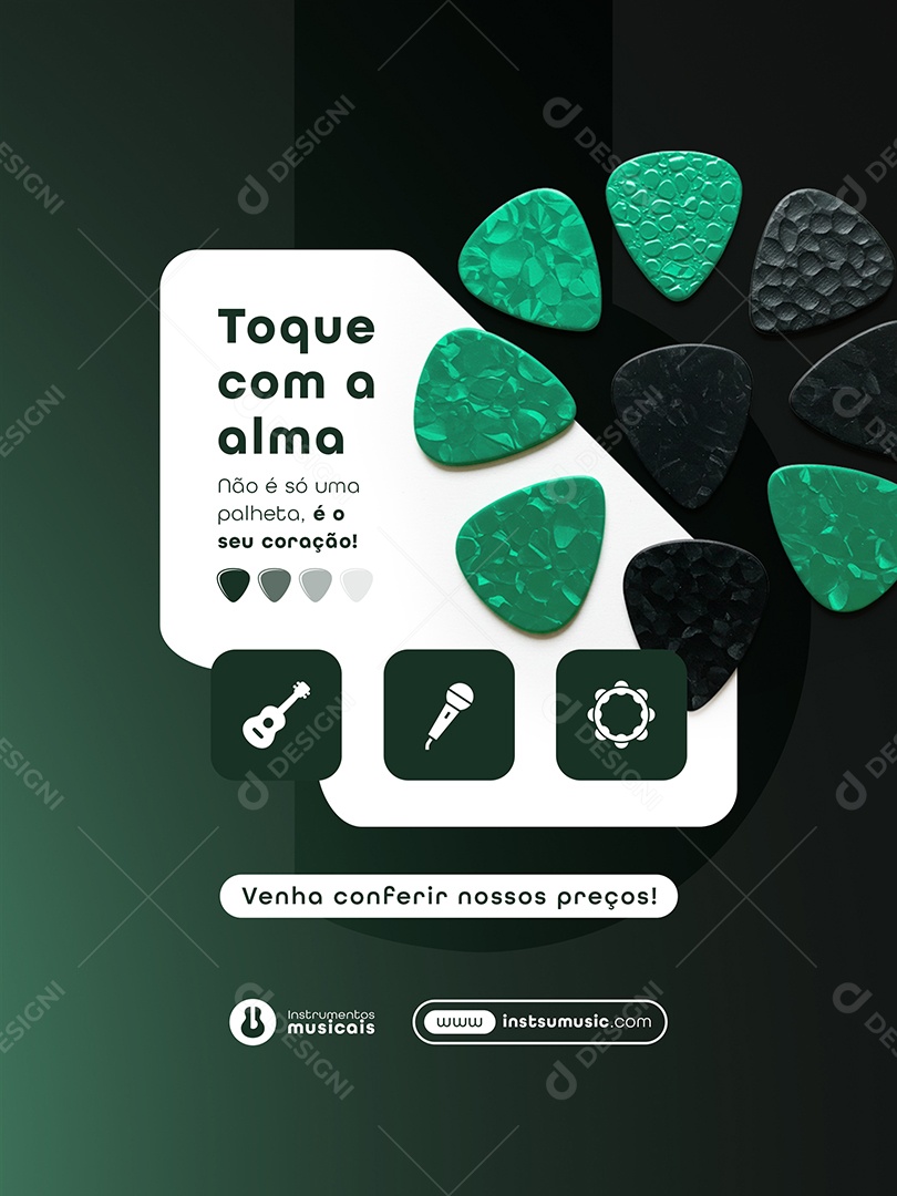 Post Loja de Instrumentos Toque com a Alma Feed Social Media PSD Editável