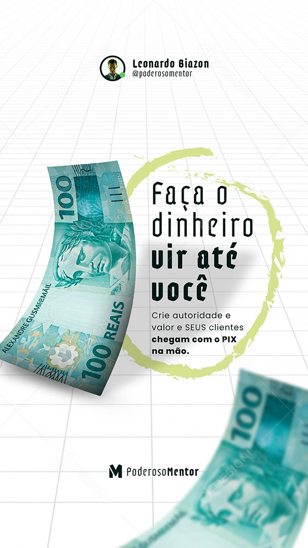 Post Mentoria Digital Faça o Dinheiro vir Até Você Story Social Media PSD Editável