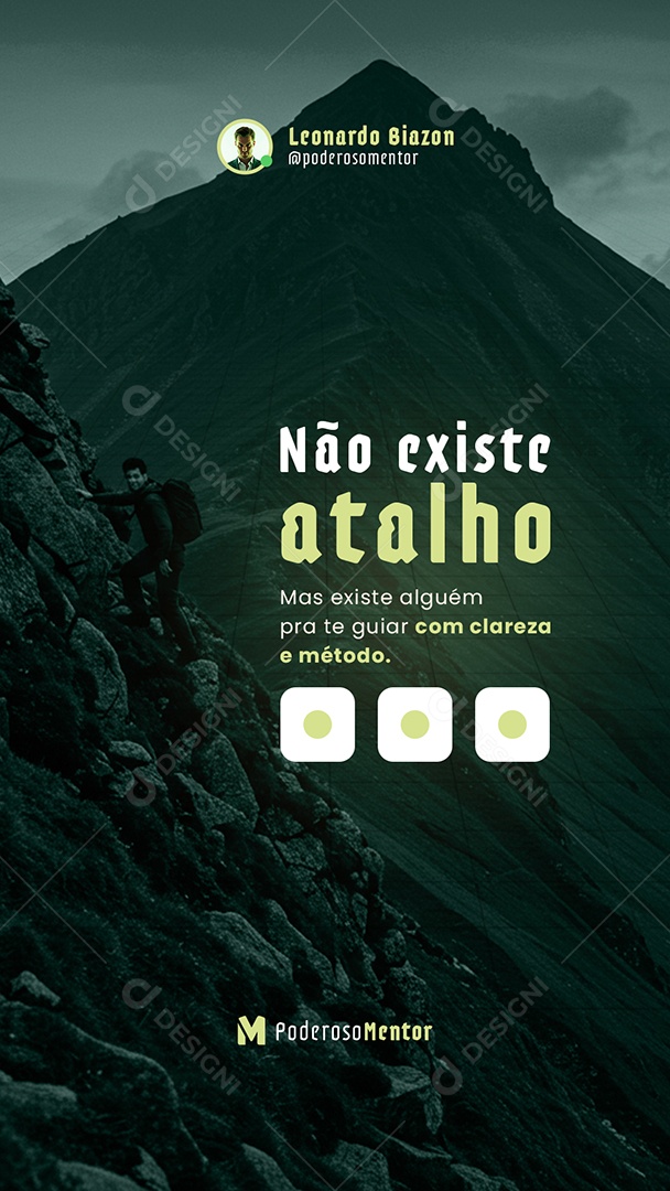 Post Mentoria Digital Não Existe Atalho Story Social Media PSD Editável