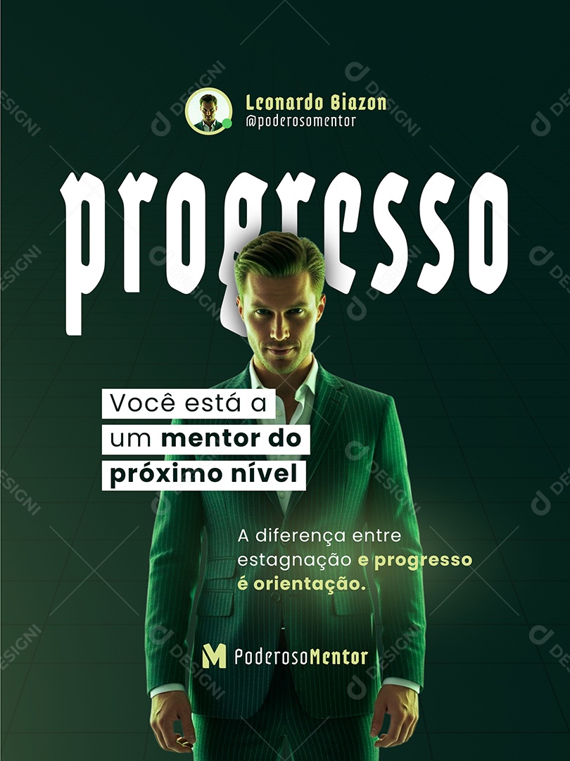 Post Mentoria Digital Progresso Feed Social Media PSD Editável