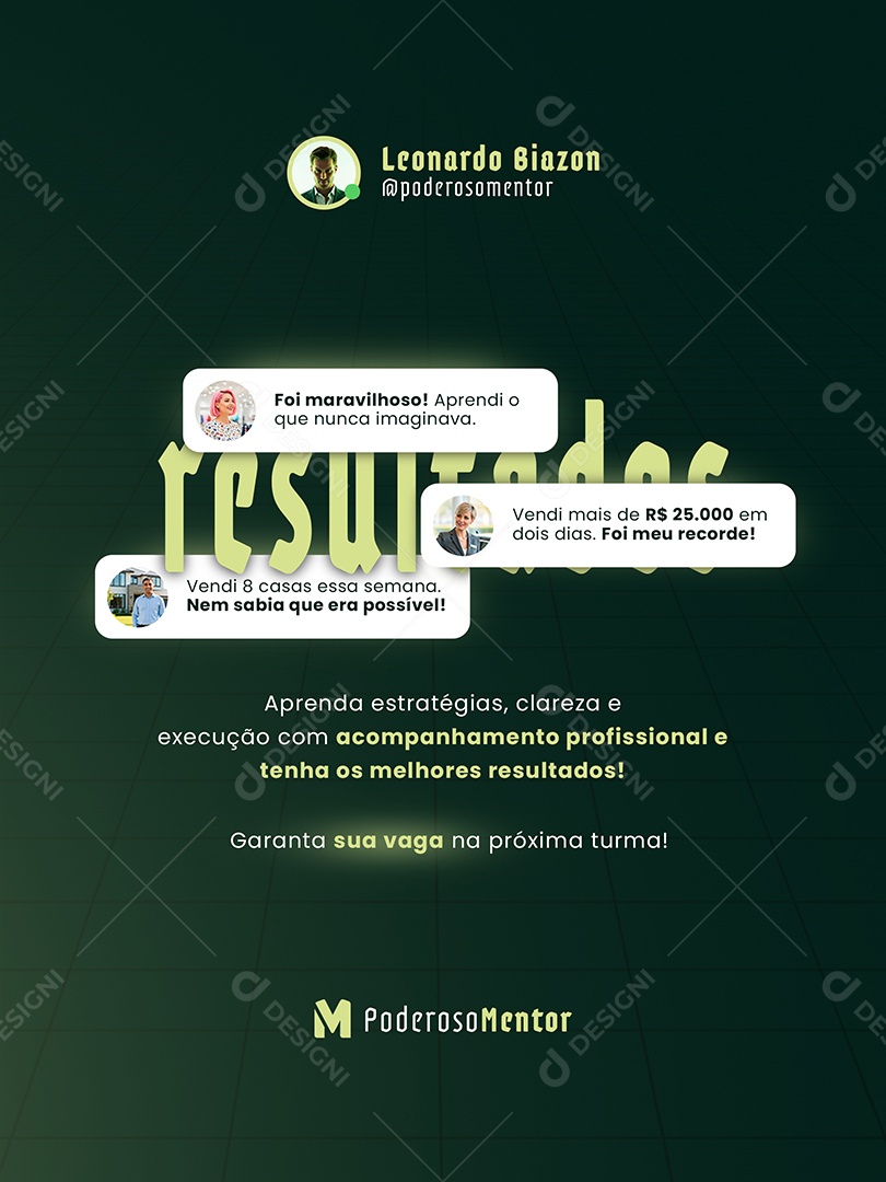 Post Mentoria Digital Resultados Feed Social Media PSD Editável
