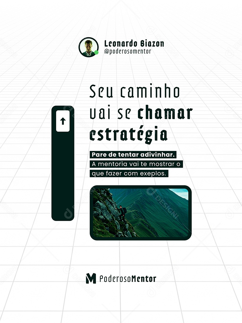 Post Mentoria Digital Seu Caminho vai se Chamar Estratégia Feed Social Media PSD Editável