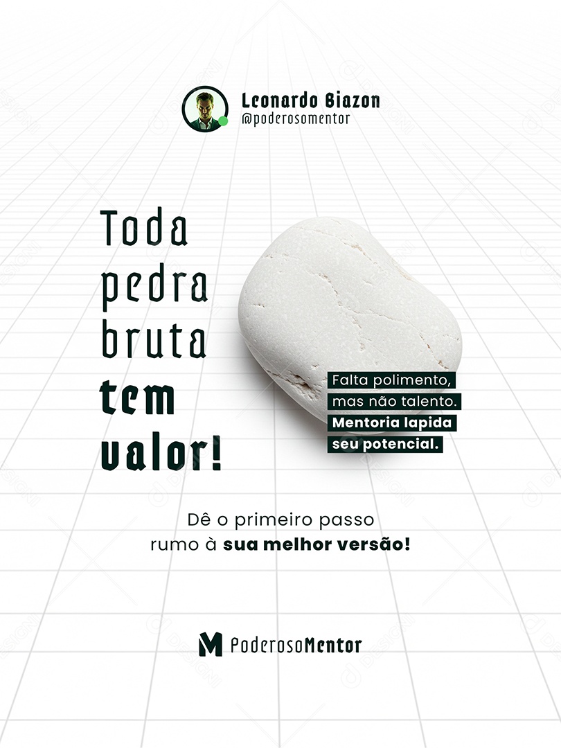 Post Mentoria Digital Toda Pedra Bruta Tem Valor Feed Social Media PSD Editável