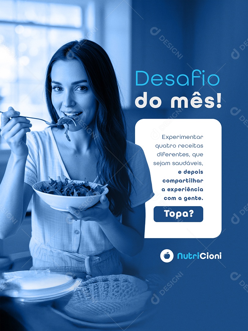 Post Nutricionista Desafio do Mês Feed Social Media PSD Editável