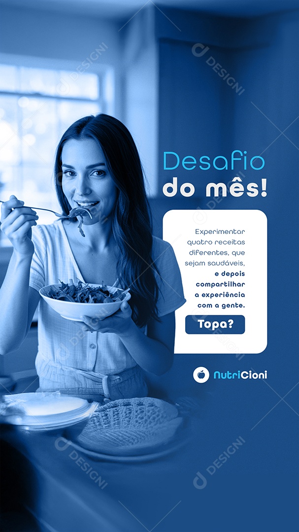 Post Nutricionista Desafio do Mês Story Social Media PSD Editável