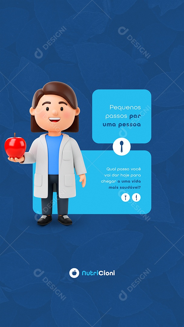 Post Nutricionista Pequenos Passos Par uma Pessoa Story Social Media PSD Editável