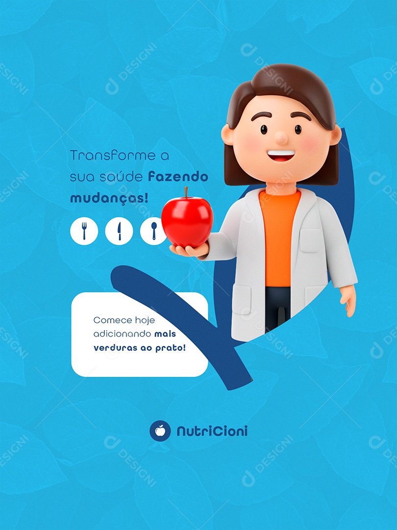 Post Nutricionista Transforme a sua Saúde Feed Social Media PSD Editável