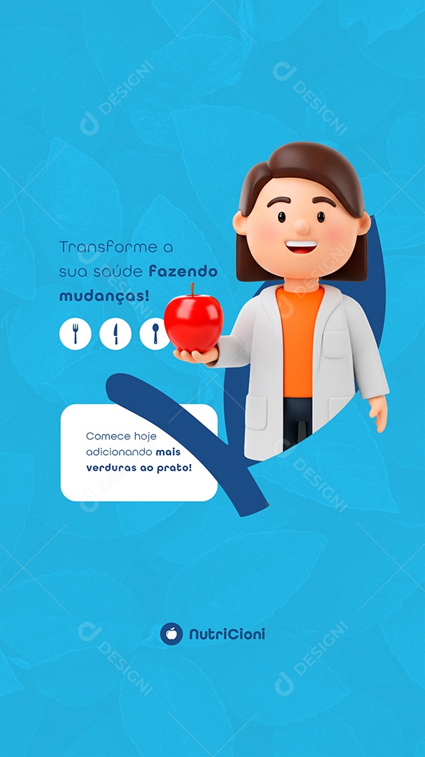 Post Nutricionista Transforme a sua Saúde Story Social Media PSD Editável