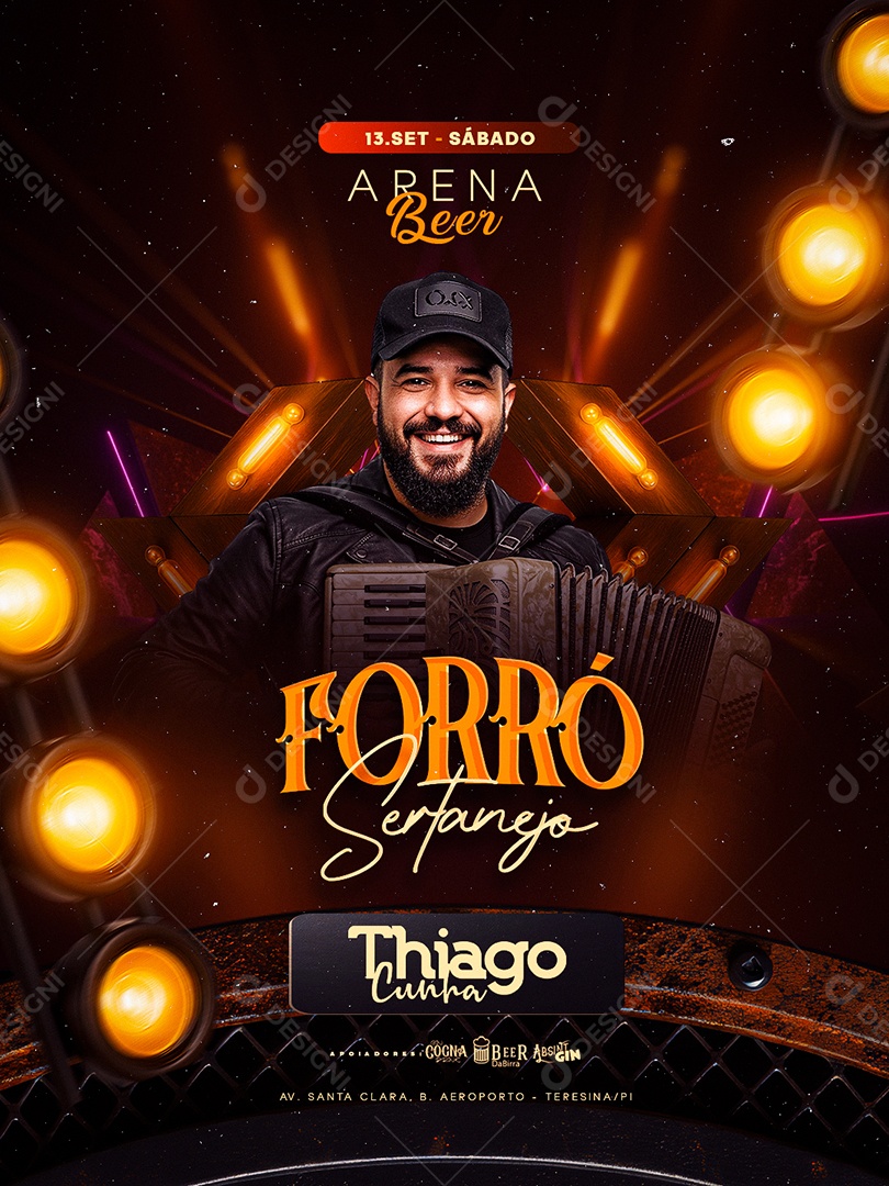 Flyer Arena Beer Forró Sertanejo Social Media PSD Editável