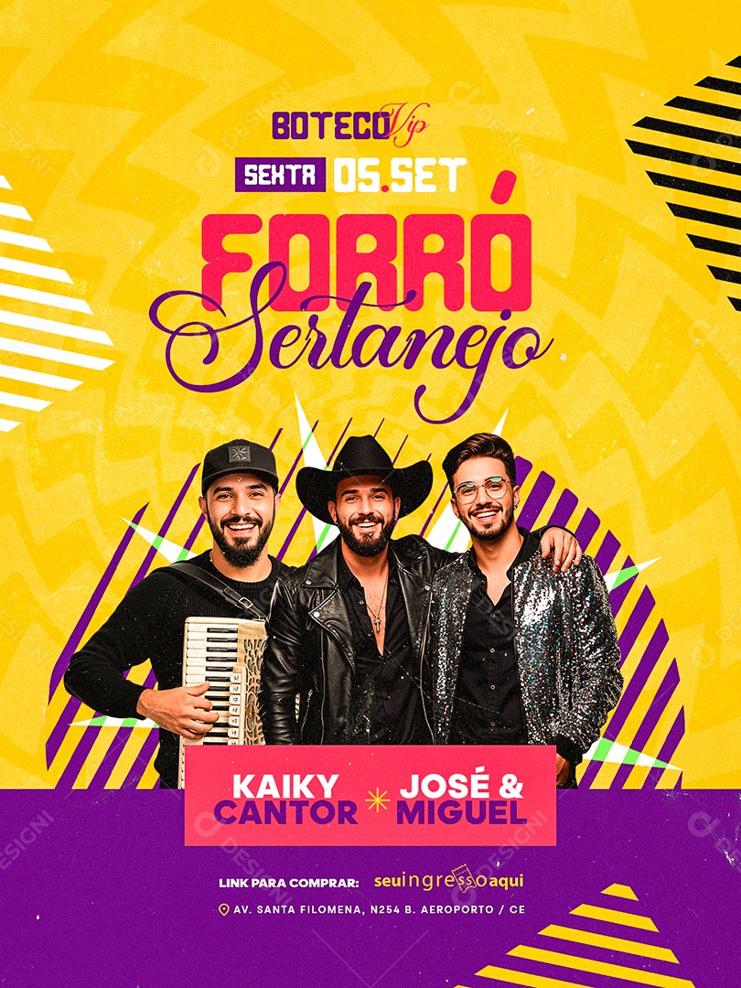 Flyer Forró Sertanejo Boteco Social Media PSD Editável