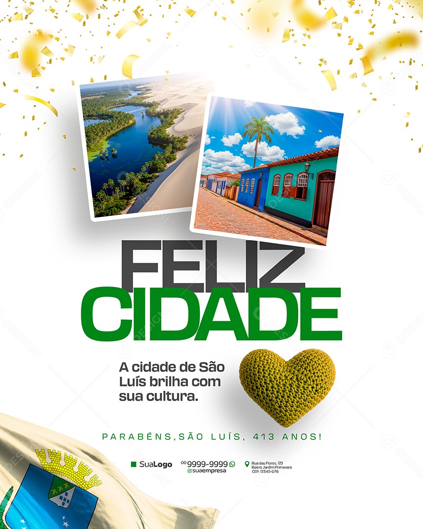 Feliz Cidade 413 Anos Social Media PSD Editável
