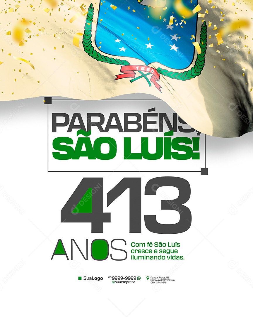 Parabéns São Luiz 413 Anos Social Media PSD Editável