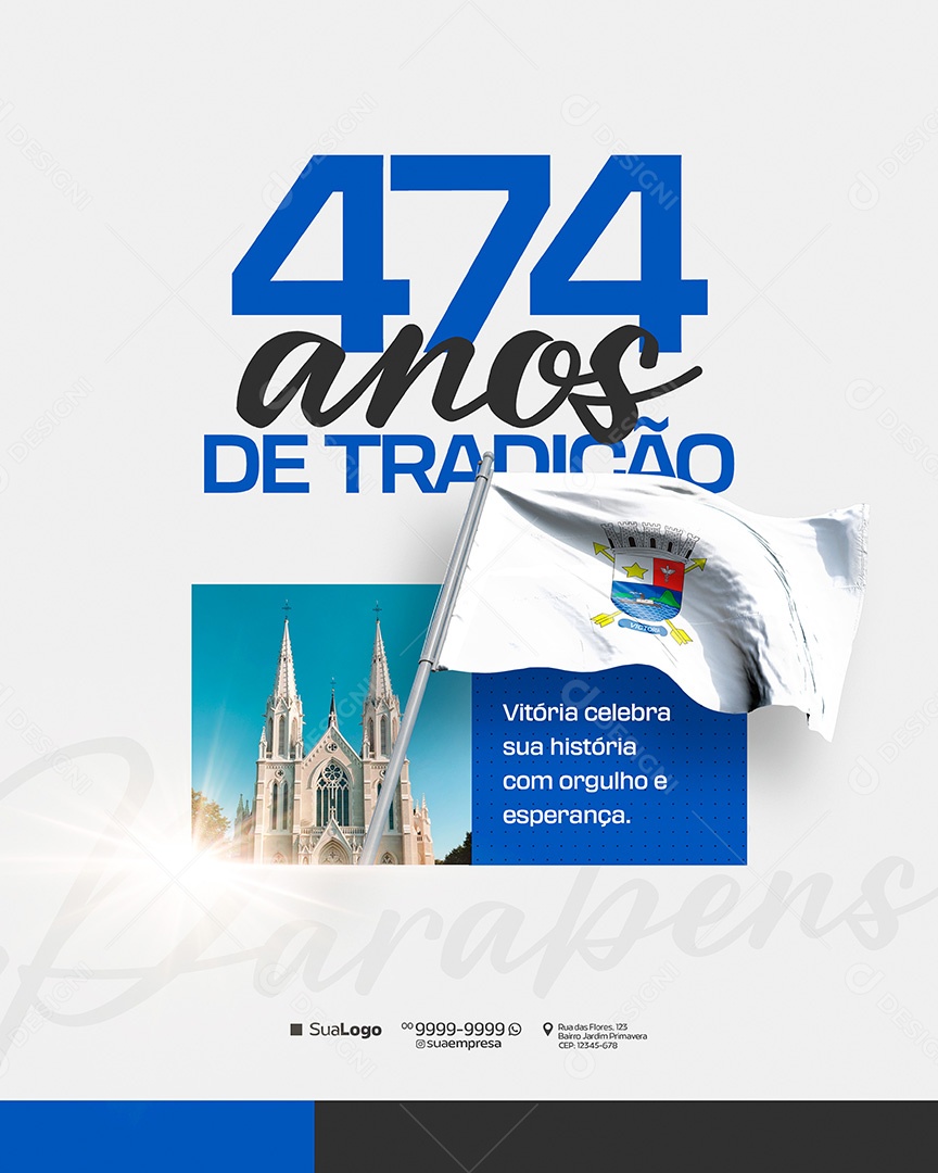 Parabéns Vitória 474 Anos de Tradição Social Media PSD Editável
