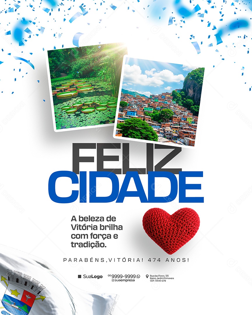 Parabéns Vitória 474 Anos Social Media PSD Editável