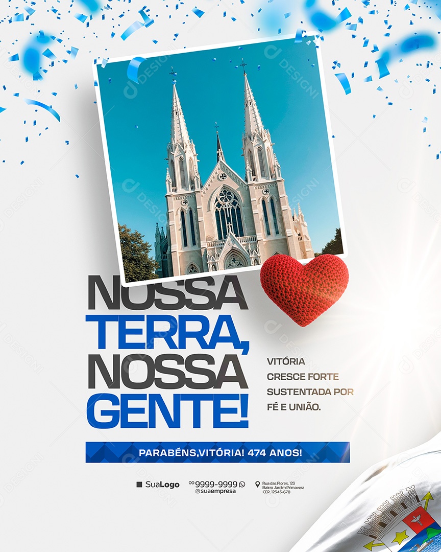 Parabéns Vitória 474 Anos Nossa Terra Nossa Gente Social Media PSD Editável