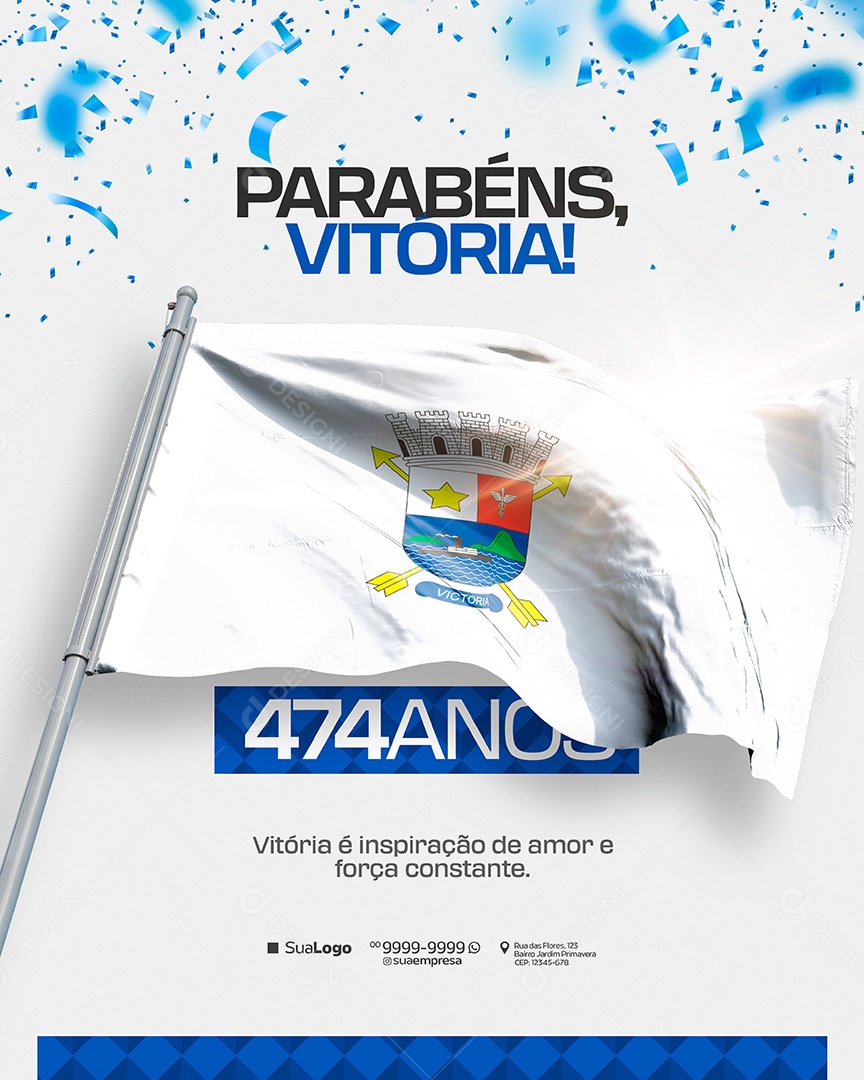 Parabéns Vitória 08 de Setembro Capital do Espírito Santo Social Media PSD Editável