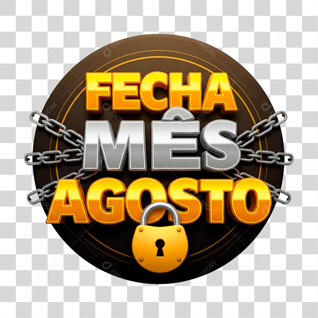 Selo 3D Fecha Mês PNG Transparente
