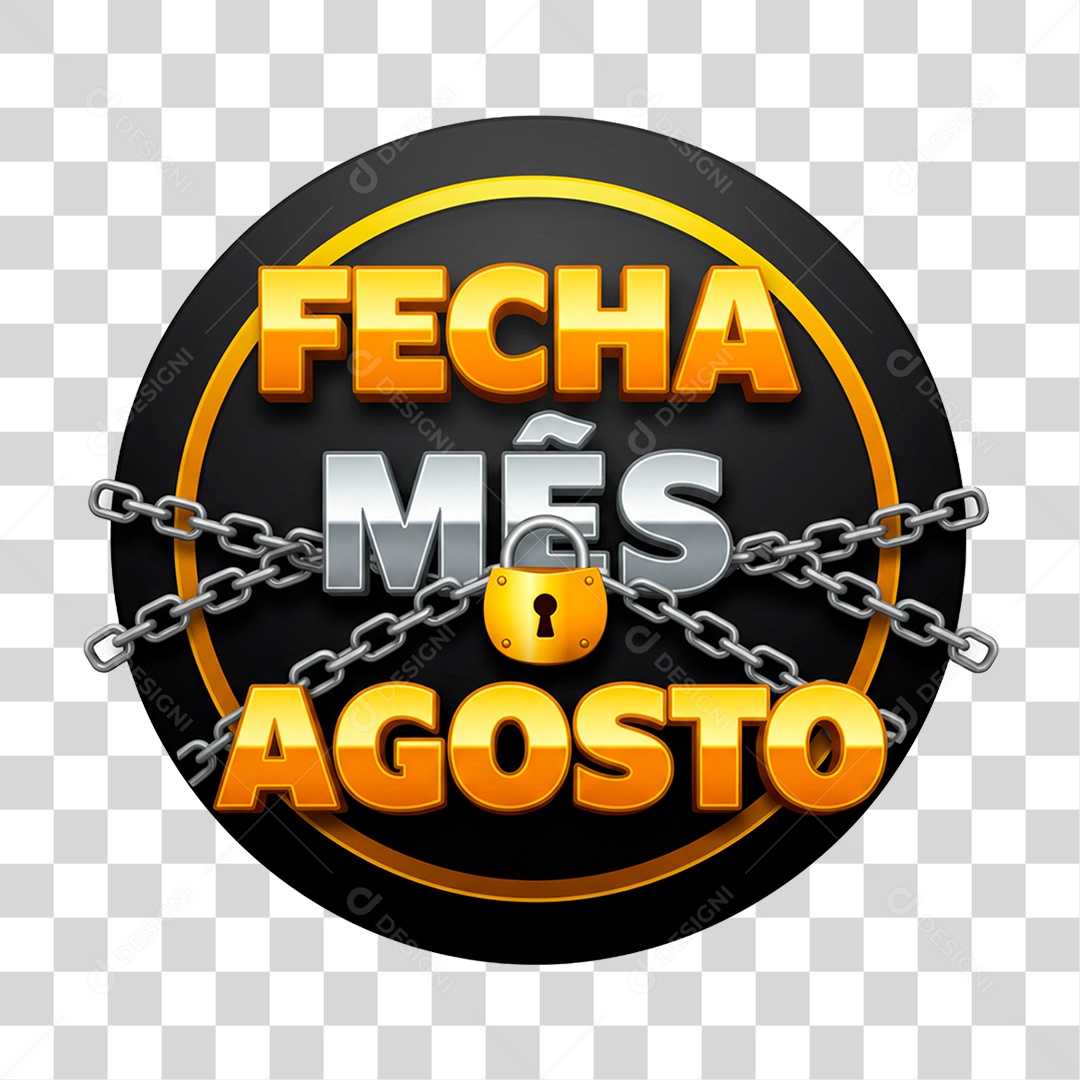 Selo 3D Fecha Mês PNG Transparente