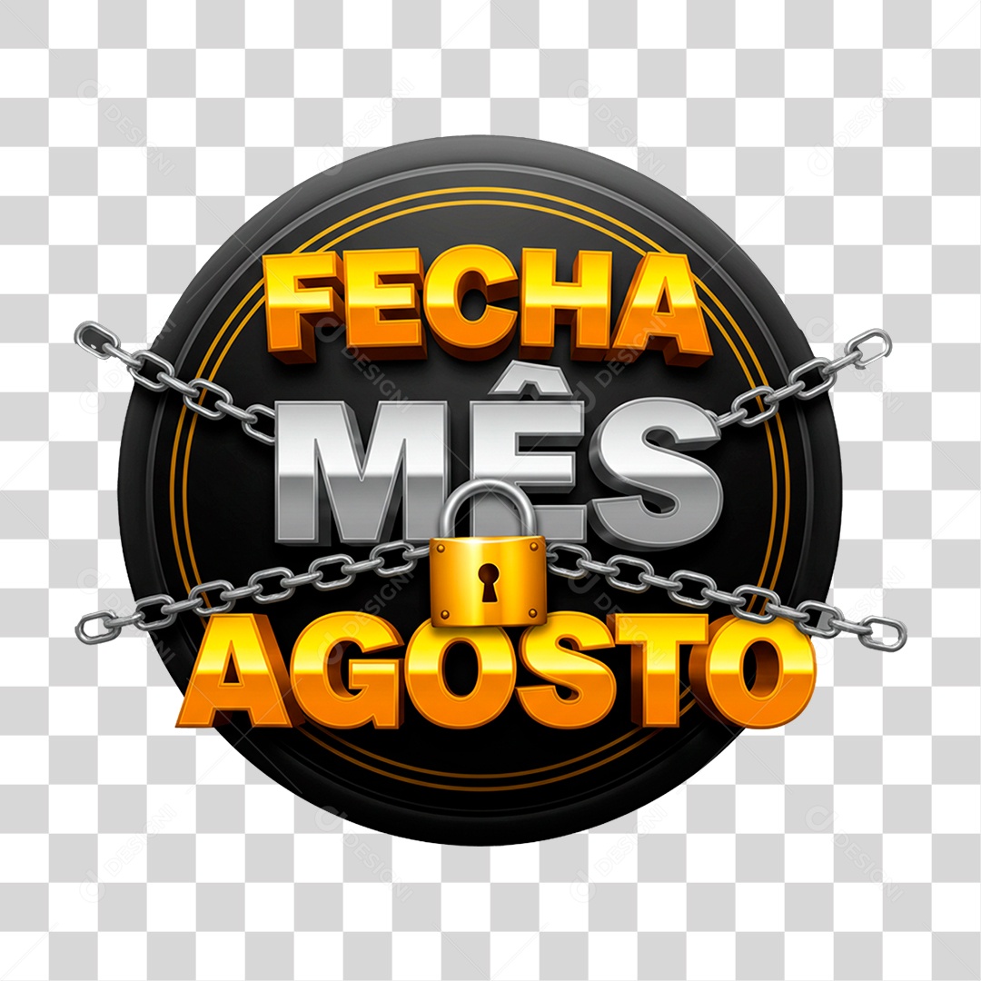 Selo 3D Fecha Mês PNG Transparente