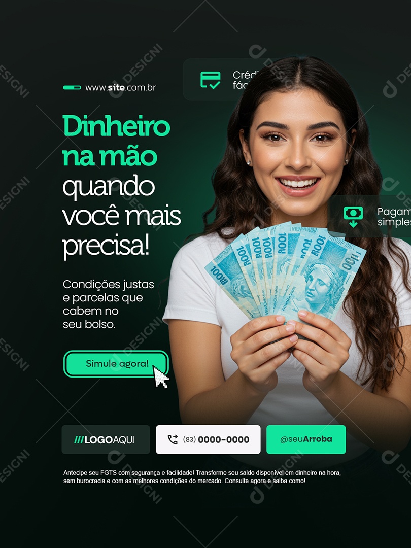 Empréstimo Dinheiro na Mão Quando Você Mais Precisa Social Media PSD Editável