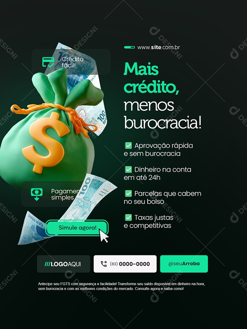 Empréstimo Mais Crédito Menos Burocracia Social Media PSD Editável