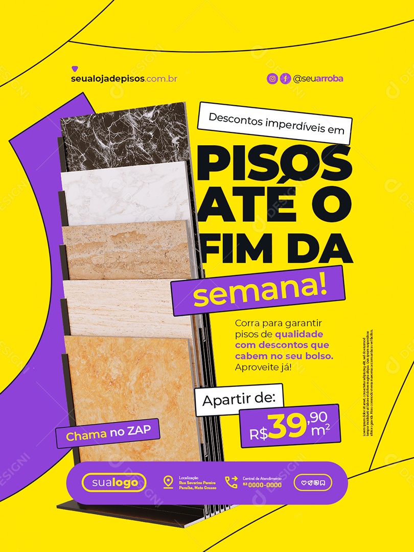 Loja de Pisos Descontos Imperdíveis em Pisos Até o Fim da Semana Social Media PSD Editável